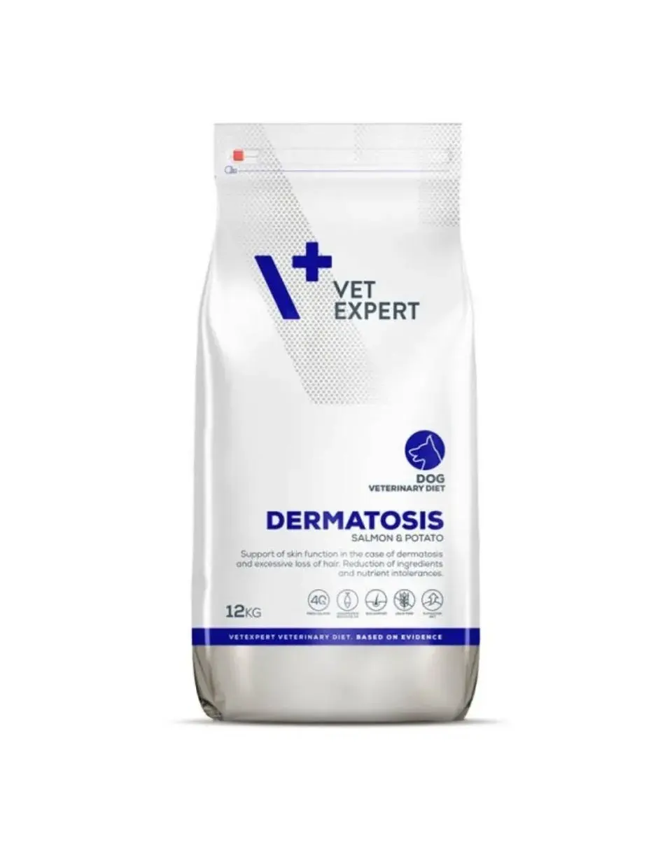 Hrana dietetica pentru caini Vetexpert 4T Dermatosis cu somon cartof 12 kg