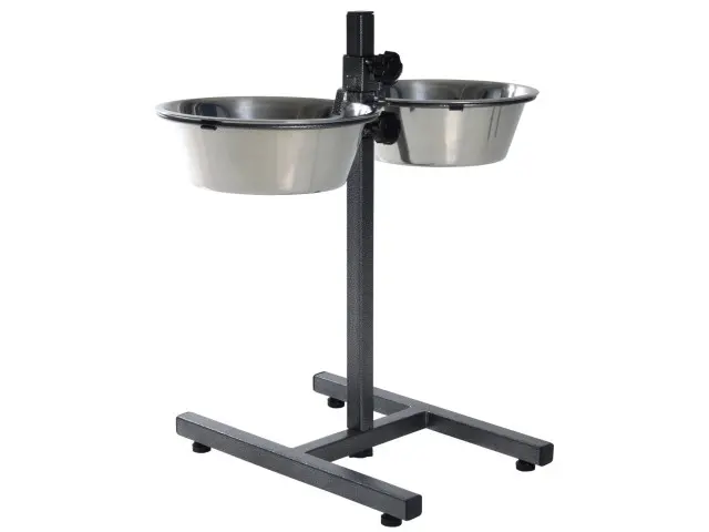 Stativ reglabil cu 2 castroane din inox 2 x 2,8 L 24 cm
