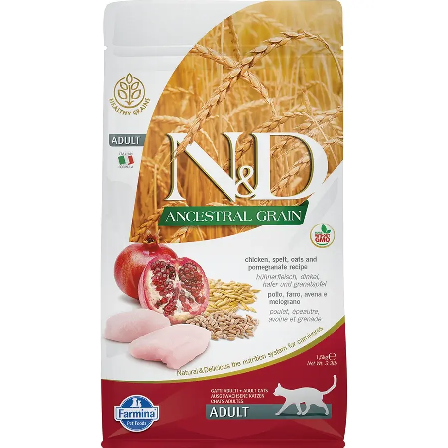 Hrana uscata pentru pisici Farmina ND Ancestral Grain cu pui rodie 1,5 kg