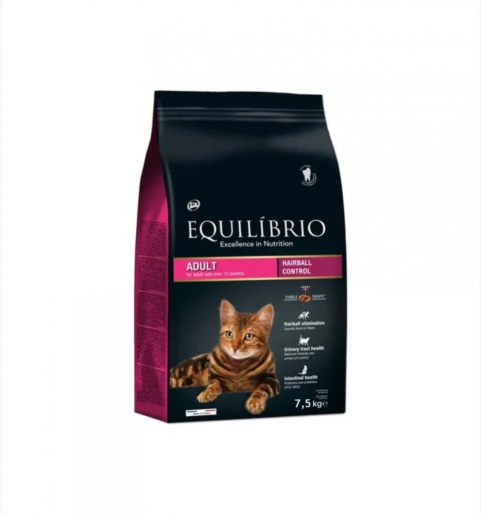 Equilibrio, hrana uscata pentru pisici adulte, hairball control, 7.5 kg