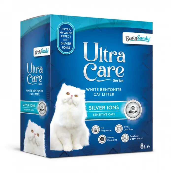 Asternut Igienic Ultra Care Ioni de Argint pentru Pisici Sensibile, 8 L