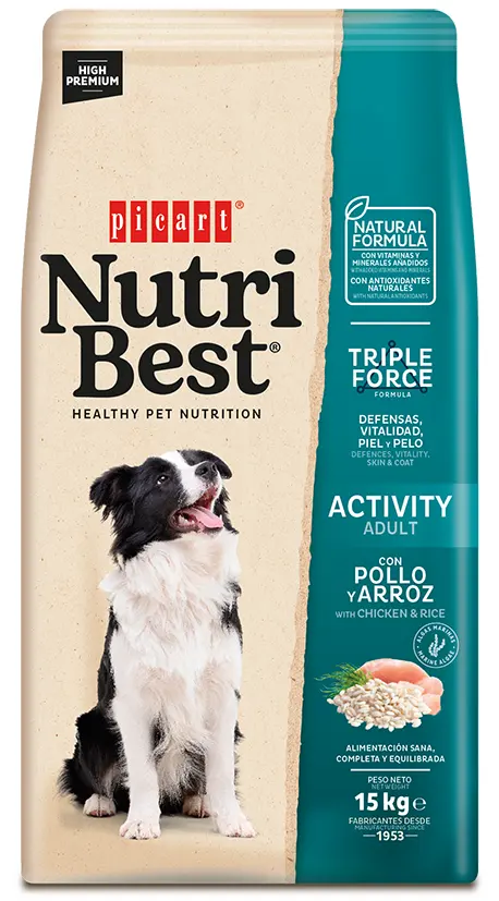 Hrana Uscata Caini Premium, NutriBest Adult Dog Activity, Pui si Orez, 15 kg