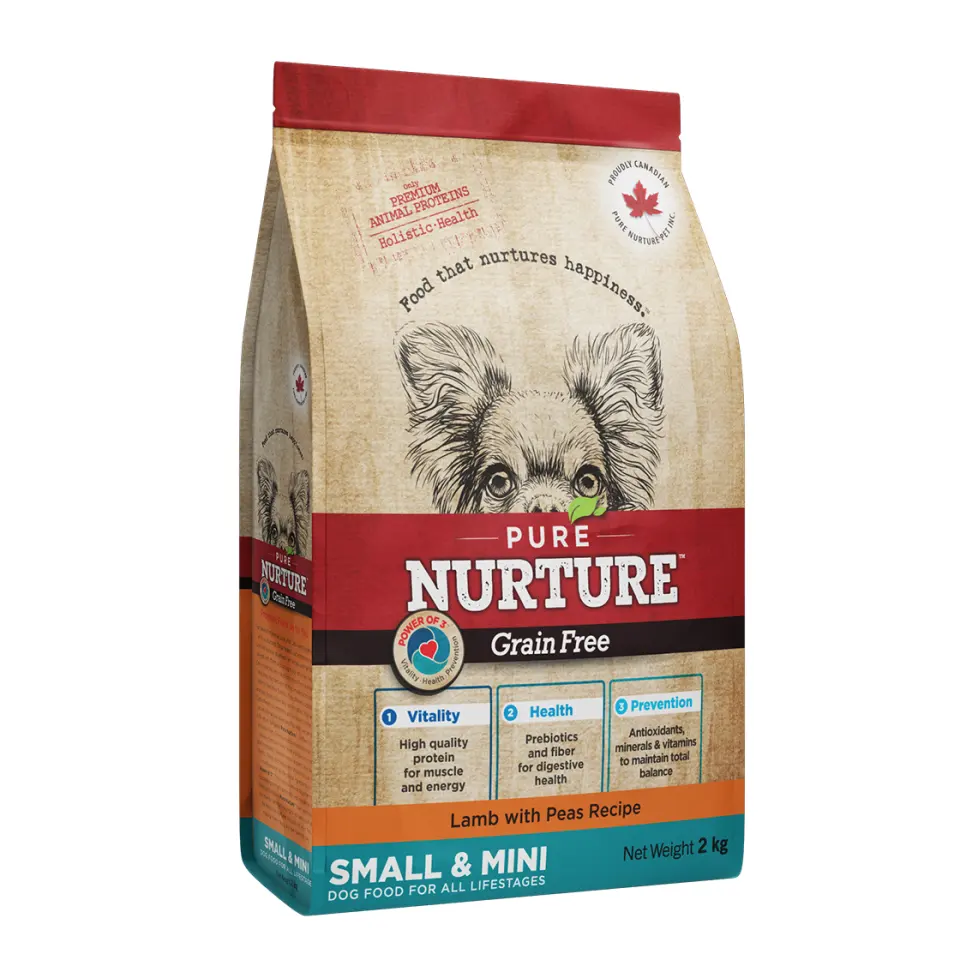 Hrana caini de talie mica si mini Pure Nurture Grainfree, cu miel si mazare, 2 kg