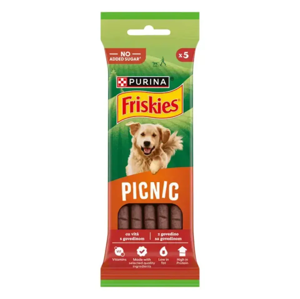 FRISKIES Picnic, XS-XL, Vită, punguță recompense câini, 42g