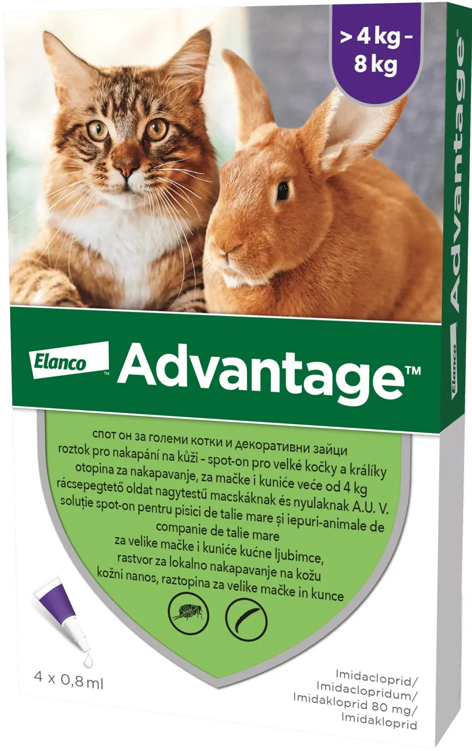 Pipeta antiparazitara Advantage pentru pisici iepuri 4 kg - 8 kg ( 1 pipeta )