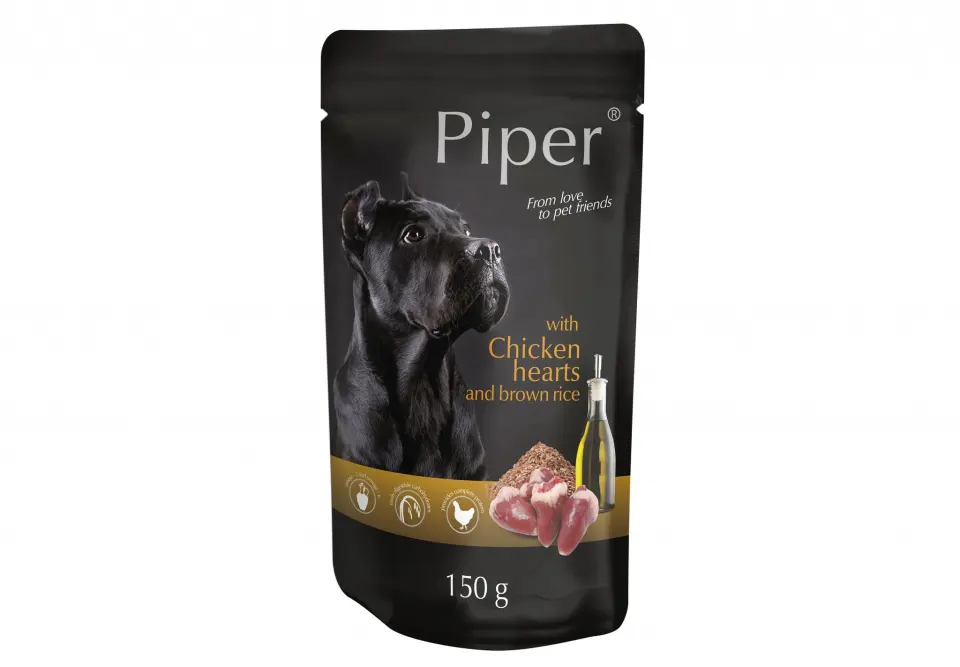 Hrana umeda Piper Adult, Inimi de pui si Orez brun, 150 g, St 4 x 150