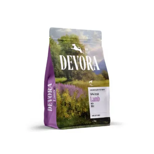 Hrana semi-umeda pentru caini Devora Dog Semi-Moist Large Kibble Fresh Lamb & Rice 5 kg