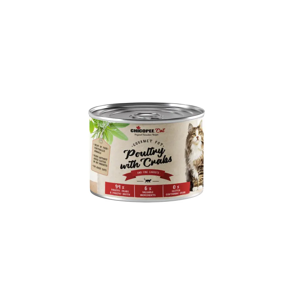 Hrana umeda pisici, Chicopee Poultry with Crabs, Adult, 195 g