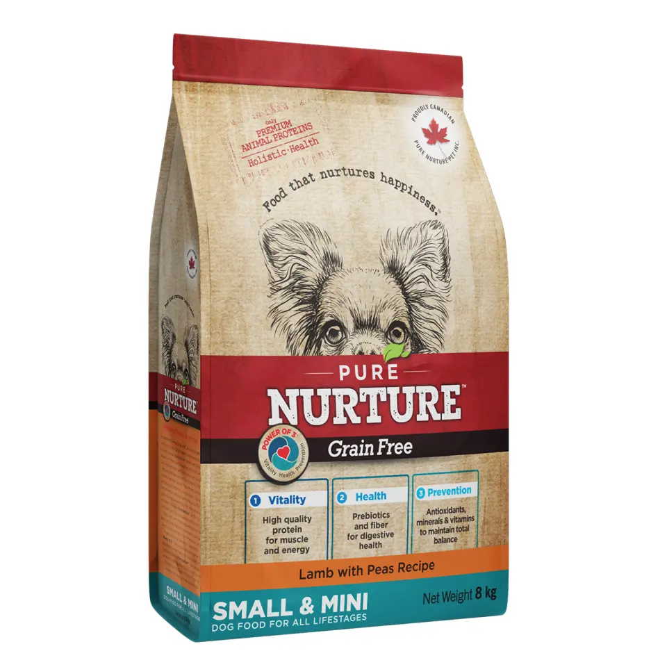 Hrana caini de talie mica si mini Pure Nurture Grainfree, cu miel si mazare, 8 kg