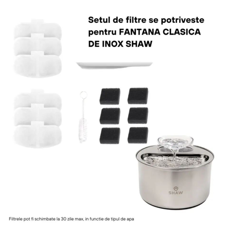 SHAW Clasic 9, filtre fântână, argintiu, 6buc