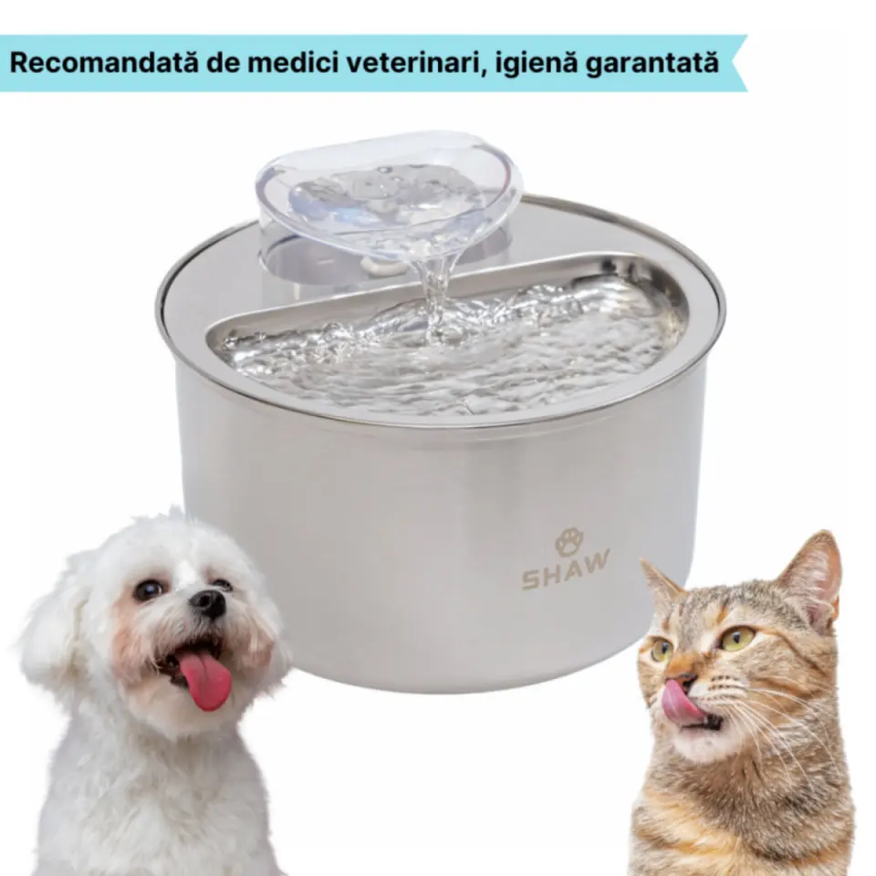 SHAW Clasic 9, fântână câini, rotundă, inox