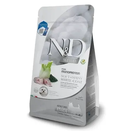 Hrana uscata pentru caini ND White Mini Adult cu biban spirulina 2 kg