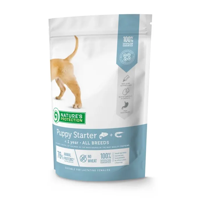 Nature's Protection Dog Puppy Starter, somon si krill, hrana uscata pentru caini pui, 500 gr