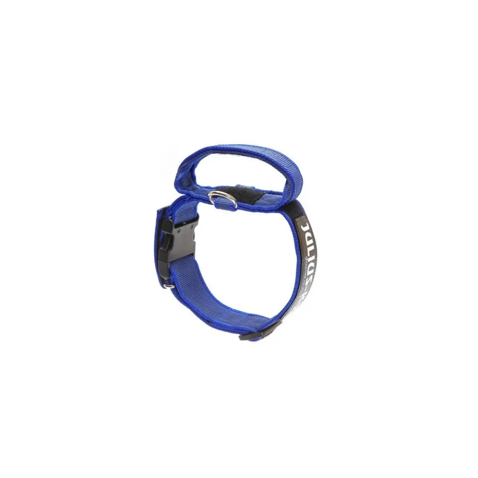 Zgarda caini, albastra, rezistenta la rupere, ajustabila, 5 cm x 47-67 cm