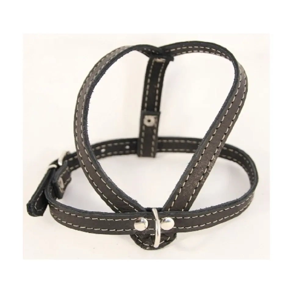 Ham din piele, negru, reglabil, 43-53 cm