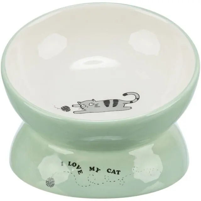Trixie, castron ceramic ridicat ergonomic, verde, 0.15 L/ 13 cm
