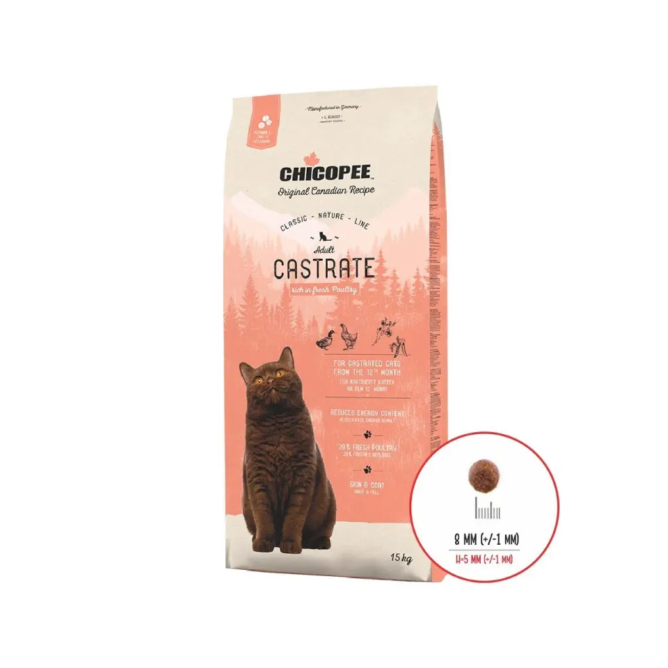 Hrana Uscata Pisici, Chicopee Classic Nature Line, Castrate, Poultry, 15 kg