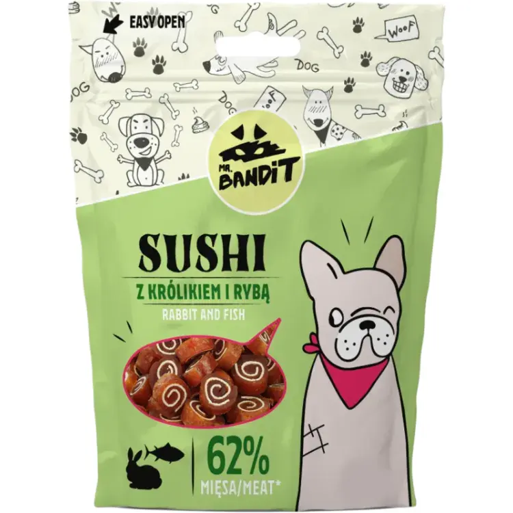 Recompense pentru caini Mr. Bandit Sushi cu iepure peste 80 gr