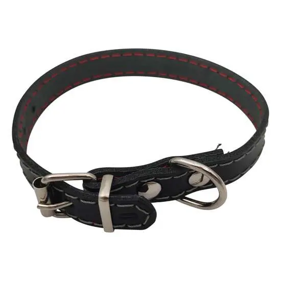 Zgarda din piele pentru caini Nr.0 Petro Neagra 6 x 3 x 1,5 cm