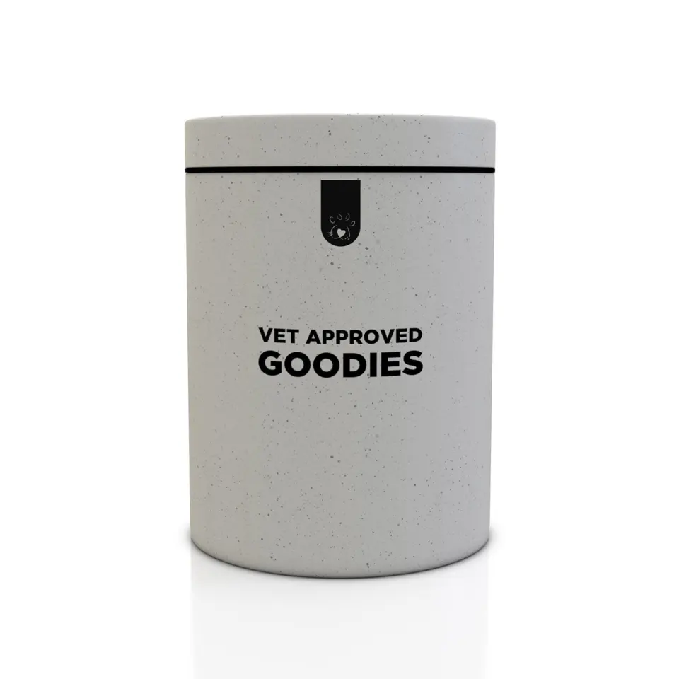 Recipient pentru recompense si hrana uscata din fibre de bambus Doctor Totolici, culoare Offwhite, 2L