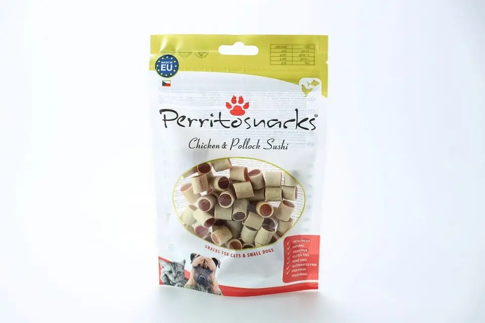Recompense naturale pentru caini si pisici, Perrito, Pui si Cod Sushi, 100 g