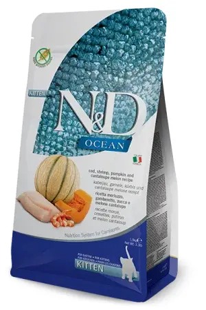 Hrana uscata pentru pisici ND Ocean Kitten cu cod, creveti dovleac 1,5 kg