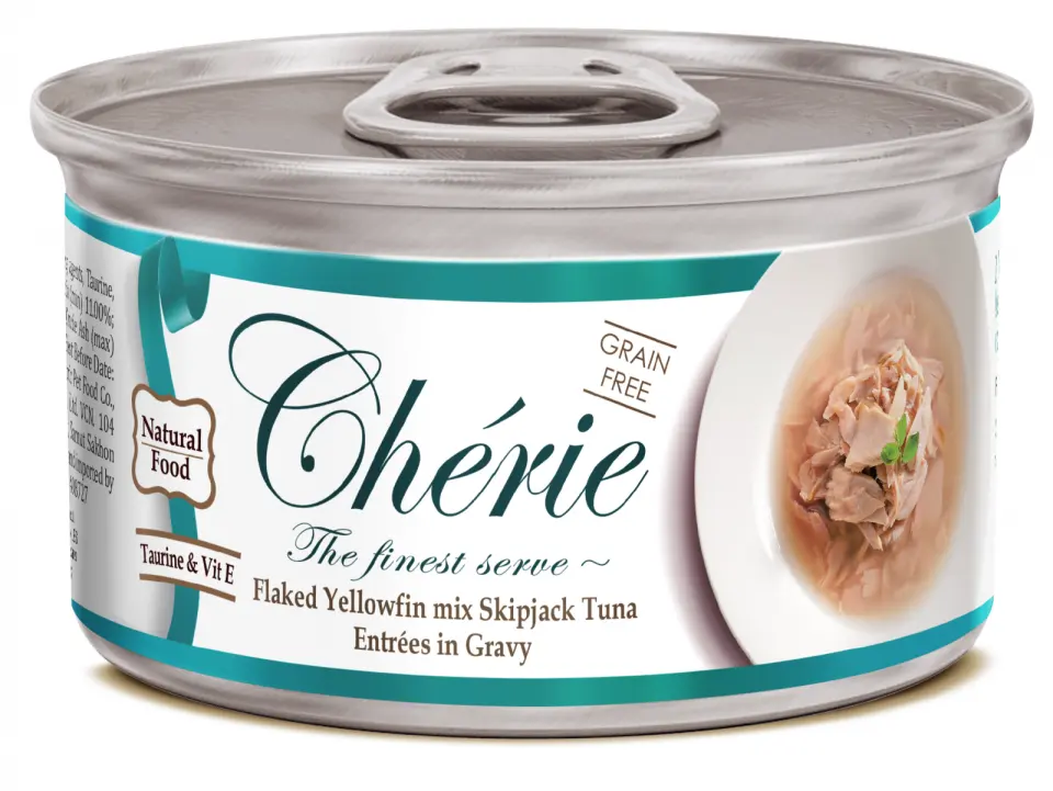 Cherie Adult Cat Grain Free Fulgi de Ton in Sos de Legume