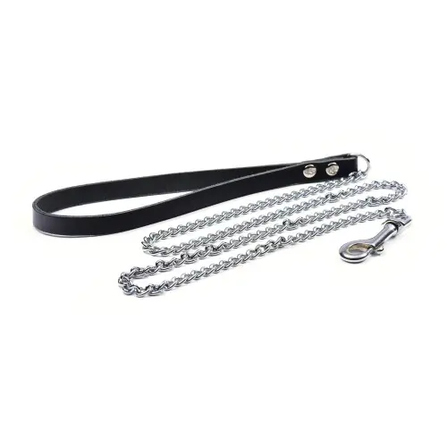 Lesa pentru caini Enjoy din metal, argintie, lungime 0.9 m, pentru caini de talie medie si mare