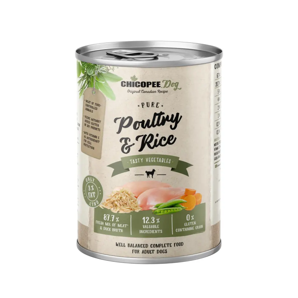 Hrana umeda caini, Chicopee Poultry & Rice, Adult, 400 g