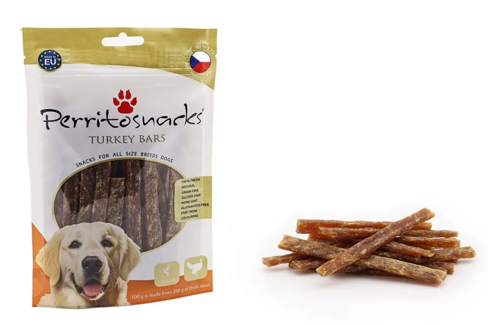 Recompense naturale pentru caini, Perrito Turkey Bars, Curcan, 100 g