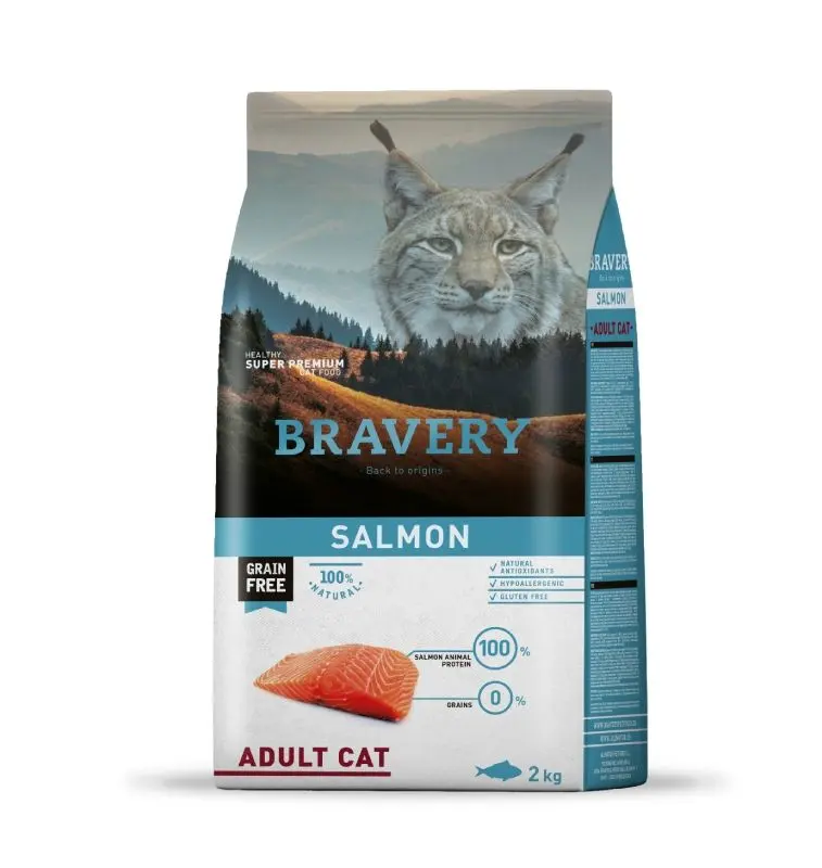 Hrana Uscata Pisici, Bravery Adult Cat, Somon, 2 kg