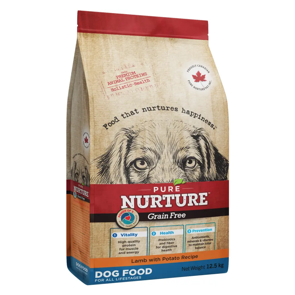 Hrana caini de toate rasele si varstele Pure Nurture Grainfree, cu miel si cartofi, 12.5 kg