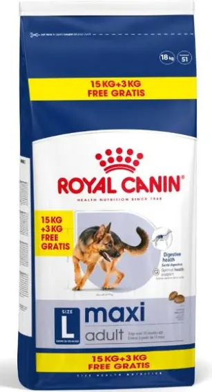 Royal Canin Maxi Adult 15 kg + 3 kg Gratis