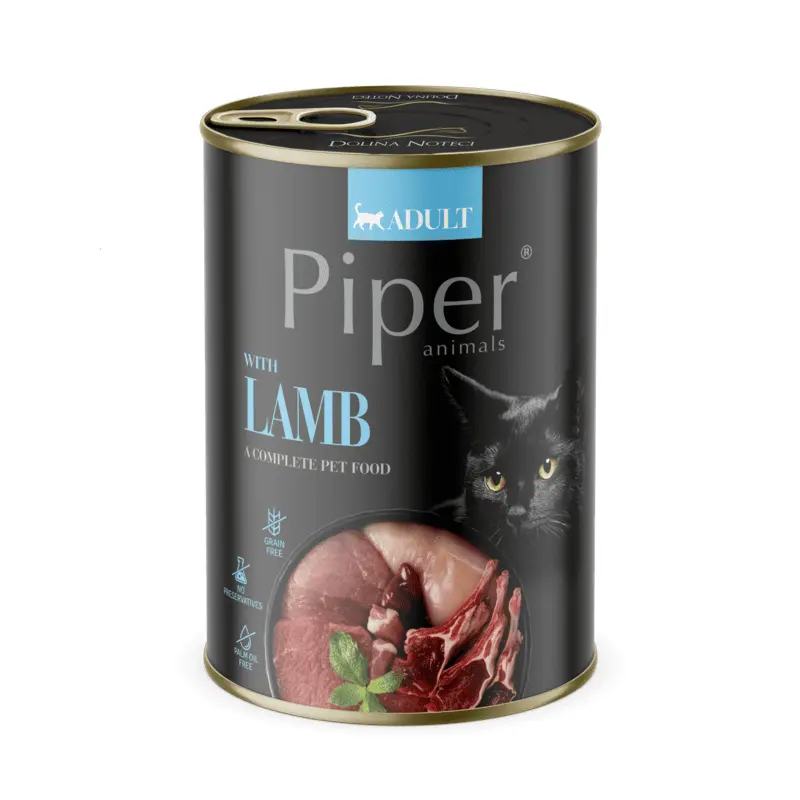 Hrana umeda pentru pisici PIPER CAT, miel, conserva 400g