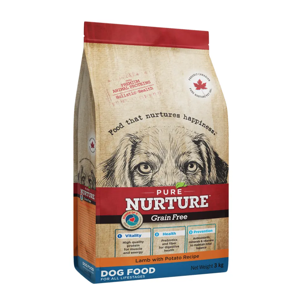 Hrana caini de toate rasele si varstele Pure Nurture Grainfree, cu miel si cartofi, 3 kg