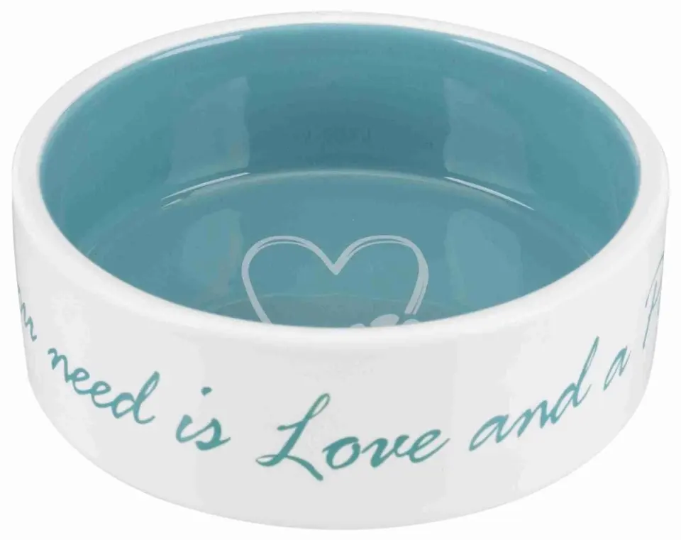 Castron ceramic Pet's Home 0.8 l/ 16 cm crem/verde 25051