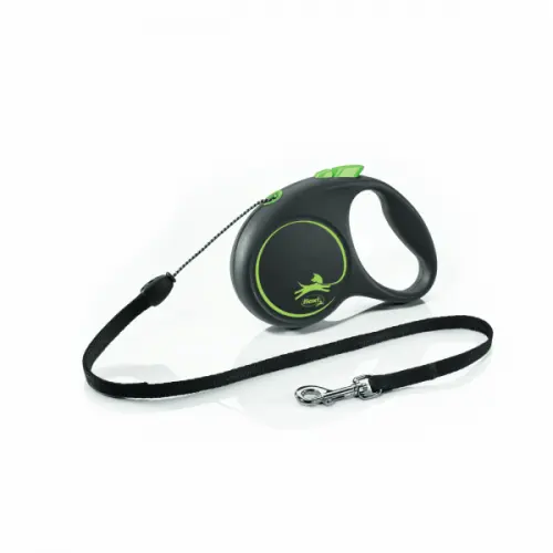 Lesa retractabila, verde, cu snur, lungime 5 m, pentru caini cu greutate de pana la 12 kg