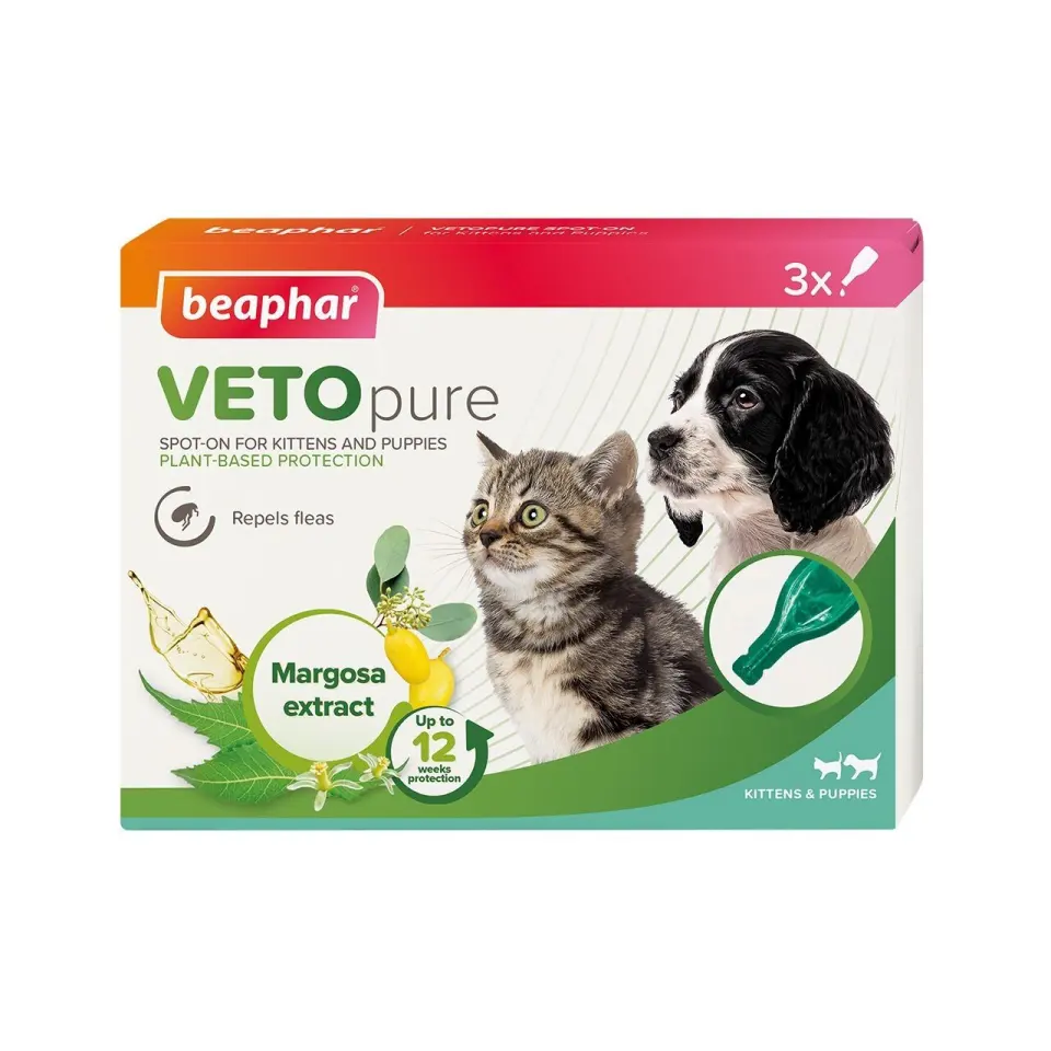 Pipete Antiparazitare Beaphar Vetopure Spot On Kitten/ Puppy, 3 buc