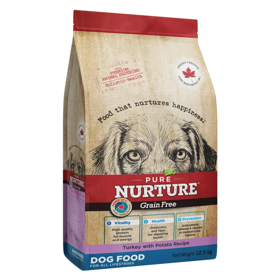 Hrana caini de toate varstele Pure Nurture Grainfree, cu cartofi si curcan, 12.5 kg