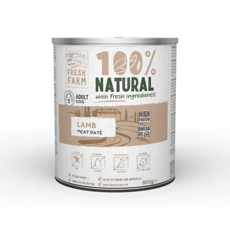 FRESH FARM Smooth, XS-XL, Miel, conservă hrană umedă câini, (pate), 800g