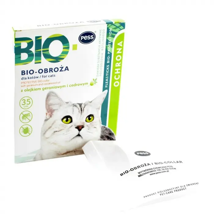Zgarda antiparazitara pentru pisici BIO-OBROZA cu ulei de geranium 35 cm