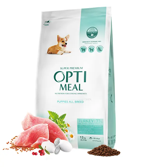 Hrana uscata pentru caini junior super Premium OPTIMEAL DRY FOOD, curcan, 12 kg