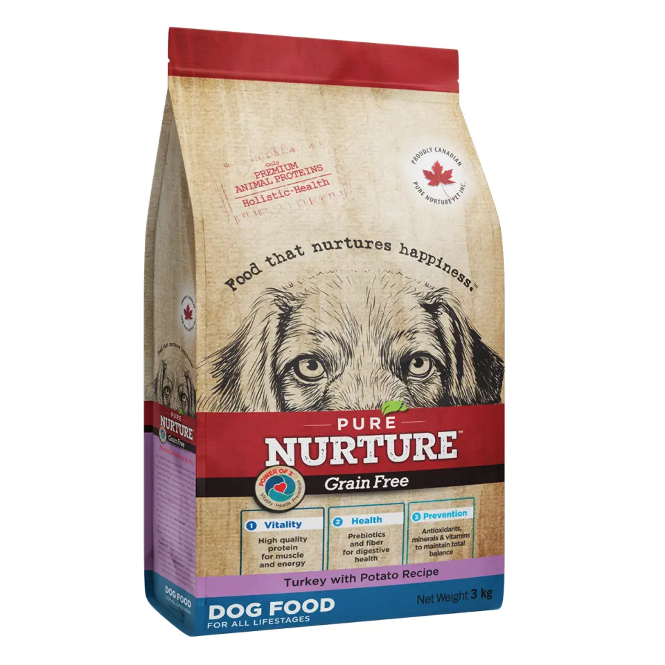 Hrana caini de toate varstele Pure Nurture Grainfree, cu cartofi si curcan, 3 kg
