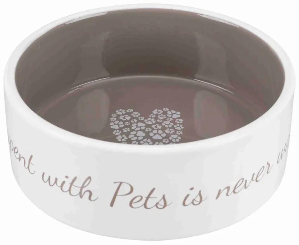 Castron ceramic Pet's Home 0.8 l/ 16 cm crem/taupe 25054
