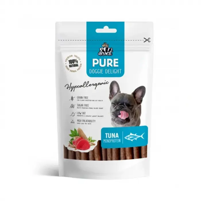 Recompense pentru caini Pet s Dessert Hypoallergenic cu ton 80 gr