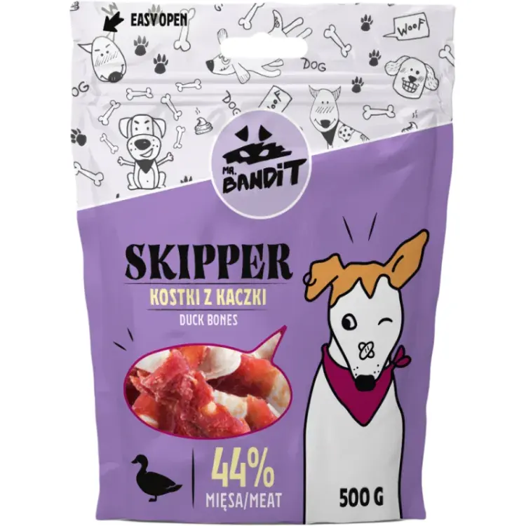 Recompense pentru caini Mr. Bandit Skipper Bones cu rata 500 gr