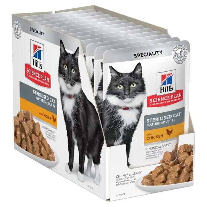 Hrana umeda pentru pisici Hill s SP Sterilised Mature cu pui 85 gr