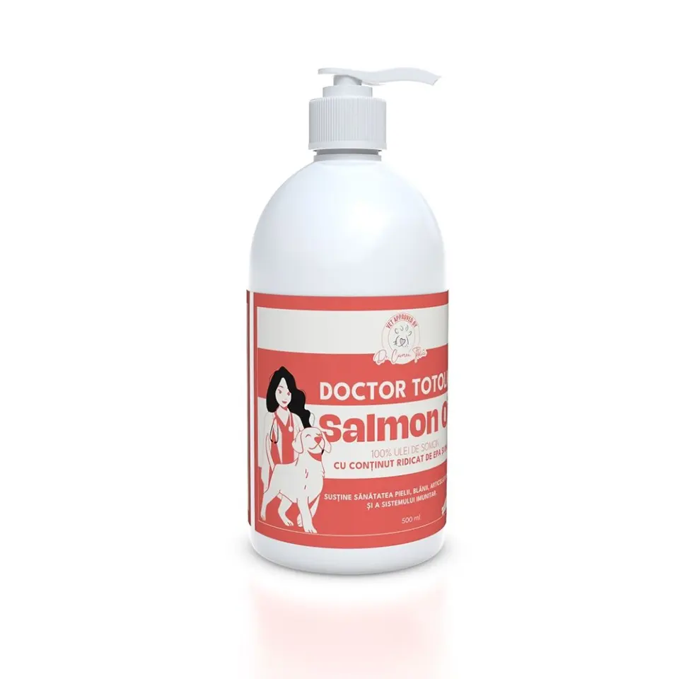 Ulei de somon pentru caini si pisici Doctor Totolici Salmon Oil, 500 ml