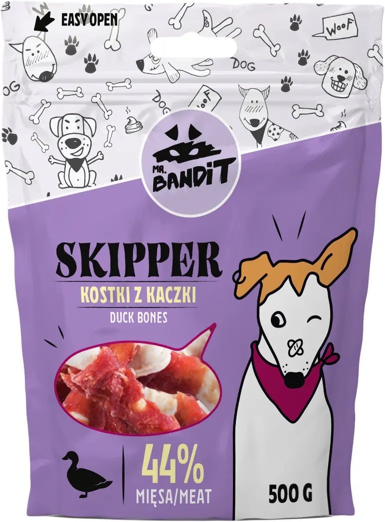 Recompense pentru caini Mr. Bandit SKIPPER, oase de rata, 500g