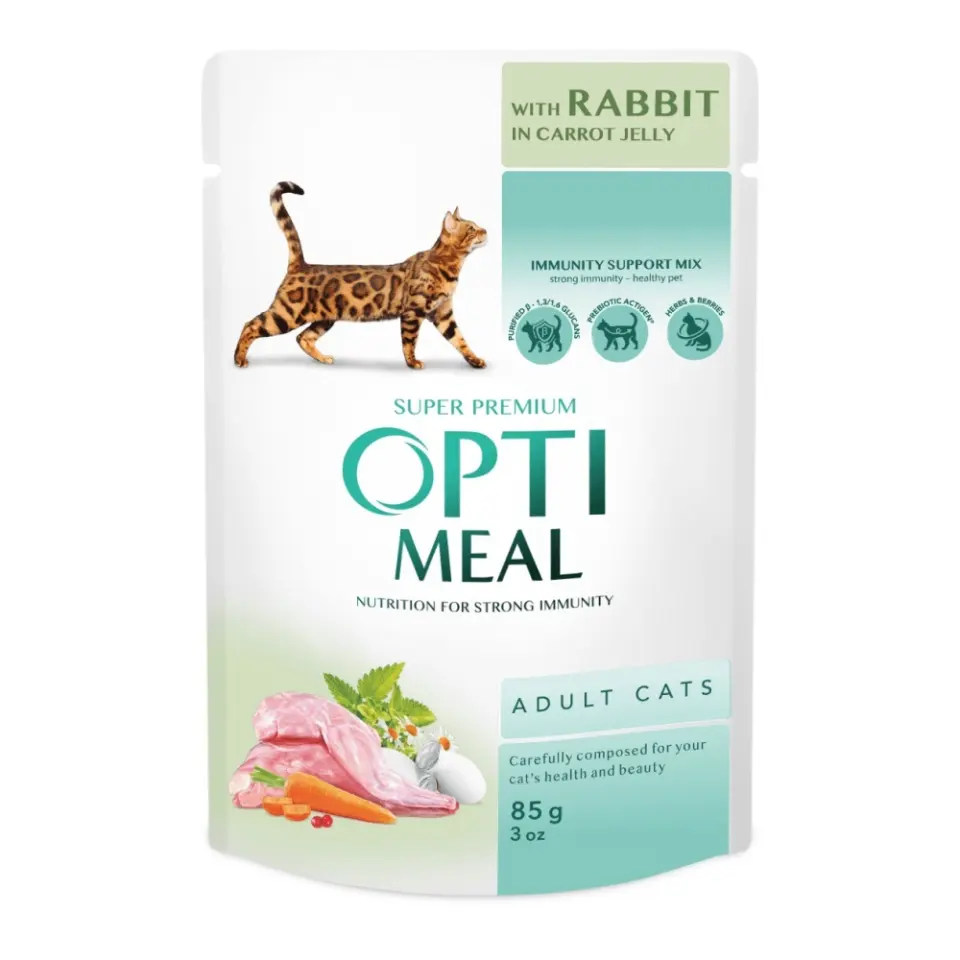 Optimeal Cat - Hrana umeda super-premium - Iepure si Morcovi - 85g
